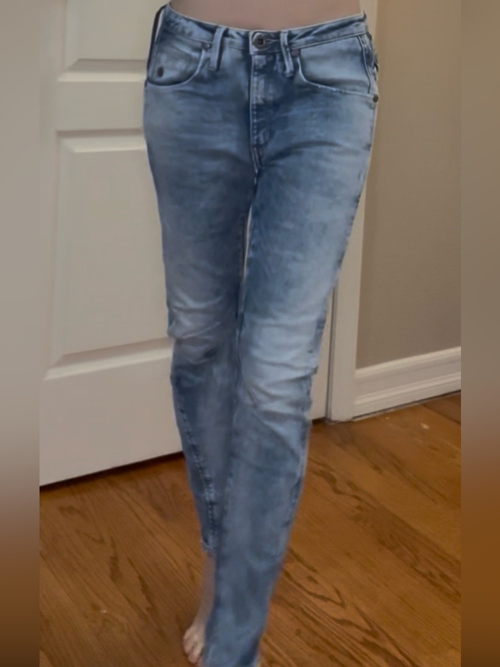 G-STAR RAW Arc 3D Tapered Jeans Women Size24 Distressed Wash Skinny Moto Denim